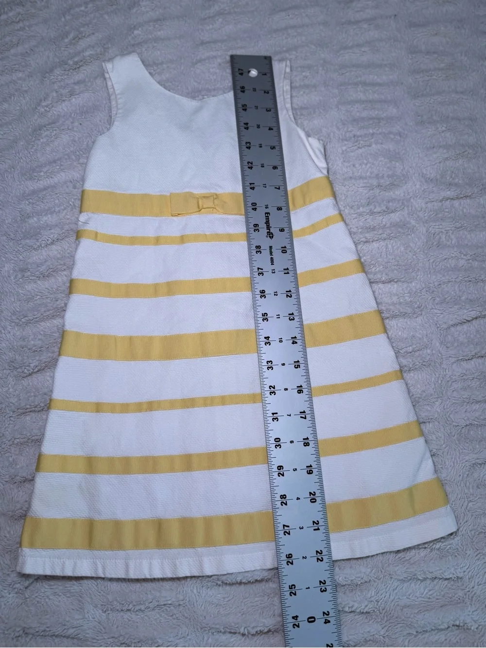Gymboree Girls White Yellow Striped Bow Dress Size 4